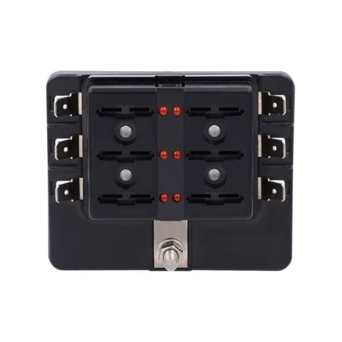 1 in 6 Out Sicherungskasten PC-Klemmenblock Sicherungshalter-Kits mit LED-Warnanzeige für Auto Car Truck Boat – Bild 3