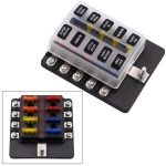 1 in 10 Out Sicherungskasten Schraubklemmenabschnitt Sicherungshalter-Kits mit LED-Warnanzeige für Auto Car Truck Boat