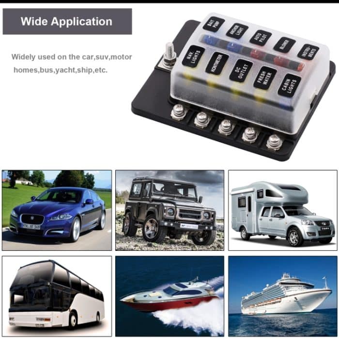 1 in 10 Out Sicherungskasten Schraubklemmenabschnitt Sicherungshalter-Kits mit LED-Warnanzeige für Auto Car Truck Boat – Bild 6