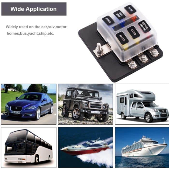 1 in 6 Out 6-Wege-Sicherungskasten Schraubklemmenabschnitt Sicherungshalter-Kits mit LED-Warnanzeige für Auto-PKW-LKW-Boot – Bild 7
