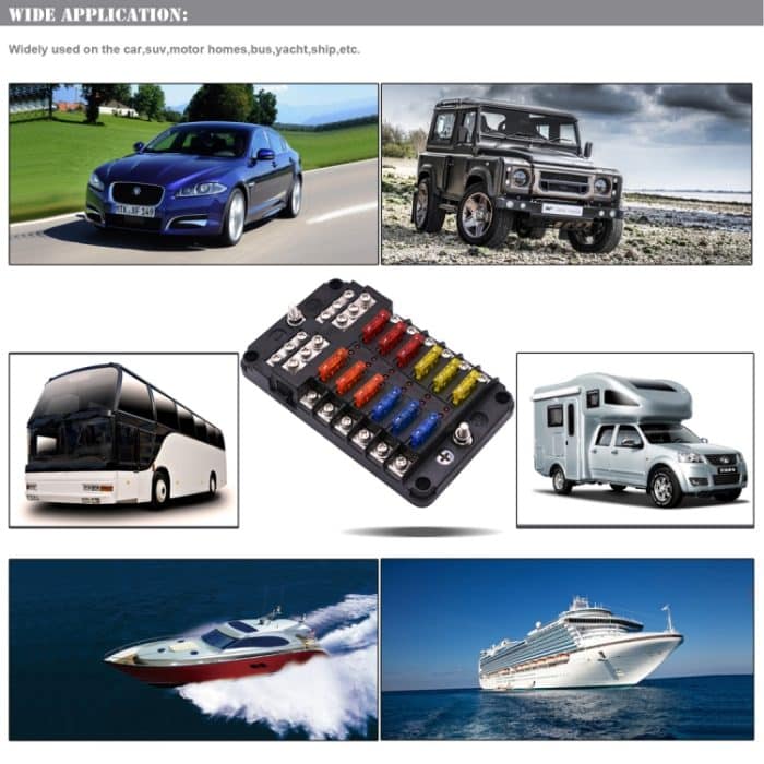 Unabhängige positive und negative 1 in 12 Out 12-Wege-Sicherungskasten-Sicherungshalter-Kits mit LED-Warnanzeige für Auto-PKW-LKW-Boote – Bild 4
