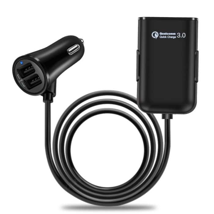 HMQ-C801 1,8 m 8 A USB-Autoladegerät mit maximal 4 Anschlüssen und ausziehbarem USB-Hub zum Laden des Vorder- und Rücksitzes (schwarz) – Bild 2