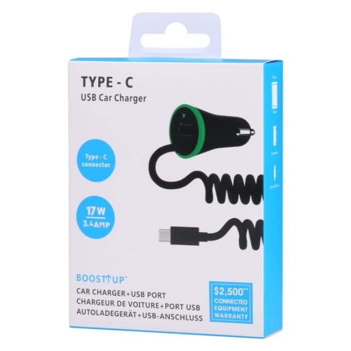 17W 3.4A Mini USB-Autoladegerät mit USB-C / Typ-C-Federkabel – Bild 4