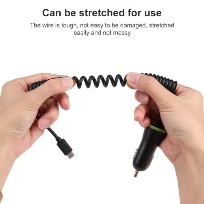 17W 3.4A Mini USB-Autoladegerät mit USB-C / Typ-C-Federkabel – Bild 6