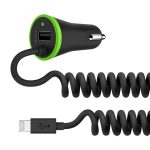 17W 3.4A Mini USB-Autoladegerät mit 8-poligem Federkabel
