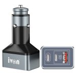 IVON CC43 45W PD 3.0 Dual USB-C / Typ-C + QC 3.0 USB-Port-Square-Autoladegerät