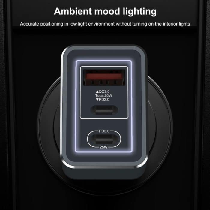 IVON CC43 45W PD 3.0 Dual USB-C / Typ-C + QC 3.0 USB-Port-Square-Autoladegerät – Bild 6