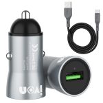 IVON CC39 18W 3.1A QC 3.0 USB-Autoladegerät + 1M USB an USB-C / Typ-C Fast Lades Datenkabelsatz
