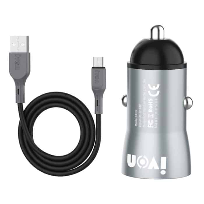 IVON CC39 18W 3.1A QC 3.0 USB-Autoladegerät + 1M USB an USB-C / Typ-C Fast Lades Datenkabelsatz – Bild 2