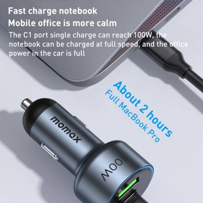 MOMAX UC17E 100 W USB-C / Typ-C x 2 + USB-Autoladegerät mit drei Anschlüssen – Bild 6