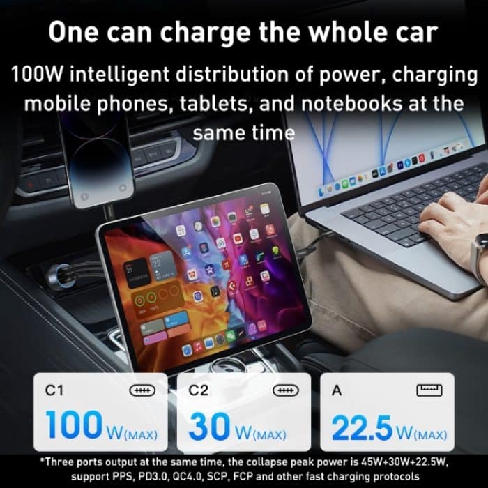 MOMAX UC17E 100 W USB-C / Typ-C x 2 + USB-Autoladegerät mit drei Anschlüssen – Bild 8