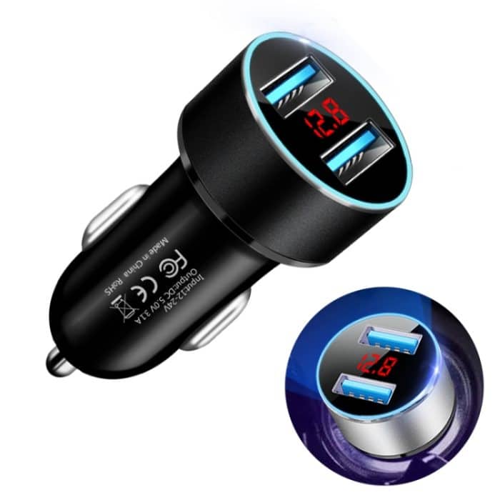 JMG-C016A 5V 3,1A Auto-Dual-USB-Ladegerät mit LED-Anzeige, JMG-C016A (Black), JMG-C016A (Gold), JMG-C016A (Blue), JMG-C016A (Red), JMG-C016A (Silver) – Bild 1