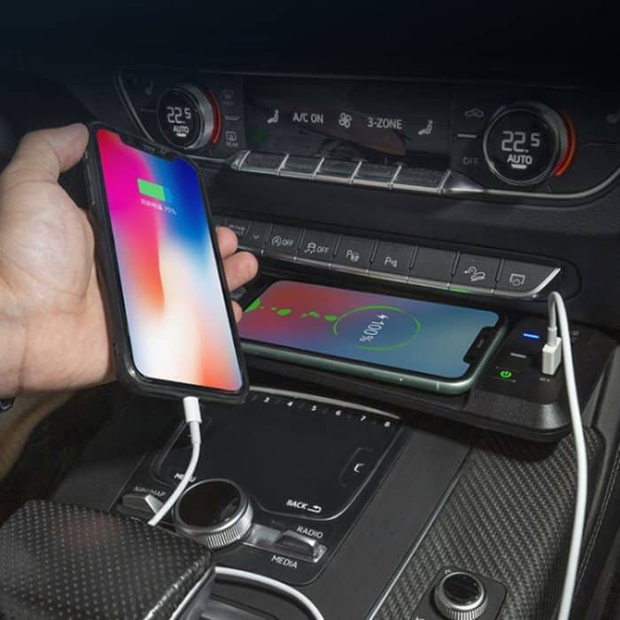 HFC-1051 CAR QI Standard Wireless Ladegerät 15W / 10W Schnellladung für Audi Q5L 2018-2022, linker Fahren – Bild 7