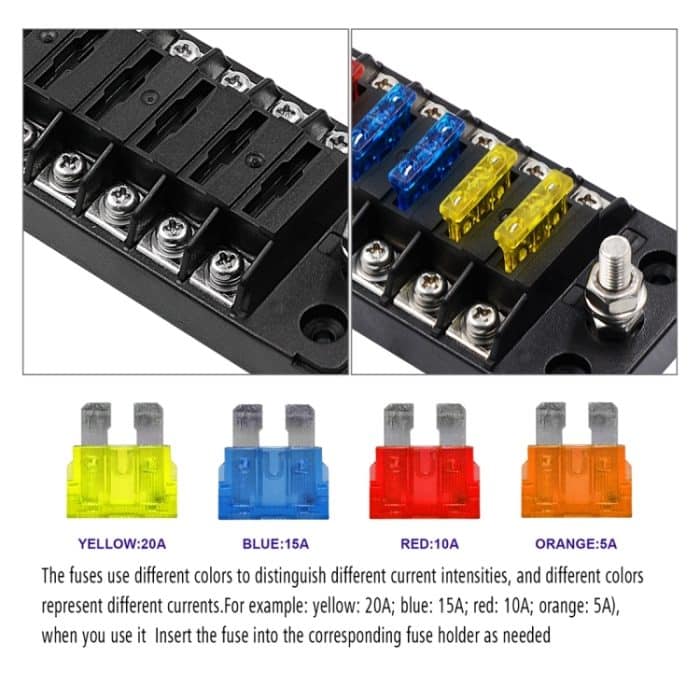 ZH-978A1 FB1901 1 In 6 Out 6 Ways Independent Positive Negative Sicherungskasten mit 12 Sicherungen für Auto Car Truck Boat – Bild 5