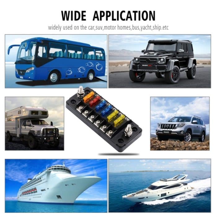 ZH-978A1 FB1901 1 In 6 Out 6 Ways Independent Positive Negative Sicherungskasten mit 12 Sicherungen für Auto Car Truck Boat – Bild 7
