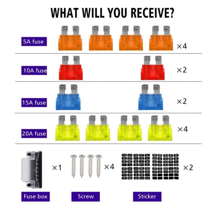 ZH-978A1 FB1901 1 In 6 Out 6 Ways Independent Positive Negative Sicherungskasten mit 12 Sicherungen für Auto Car Truck Boat – Bild 8