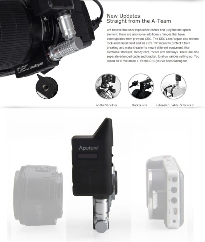Aputure DEC LensRegain Wireless Remote Follow Focus Objektivadapter für MFT-Kamera, 0,75X Focal Reducer Adapter – Bild 15
