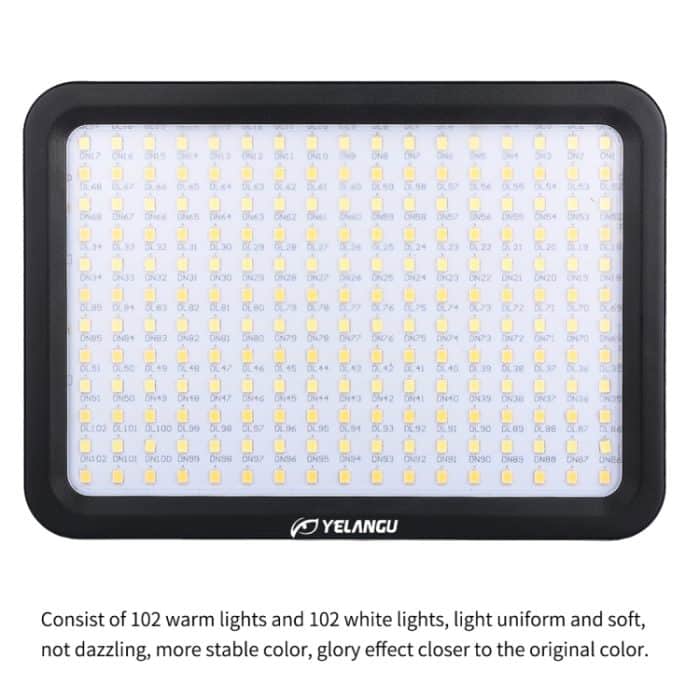 YELANGU YLG0504B 204 LEDs 1000LM 3300-5600K Kein polar dimmbares Studiolicht Video- und Fotolicht für Canon-, Nikon- und DSLR-Kameras – Bild 12