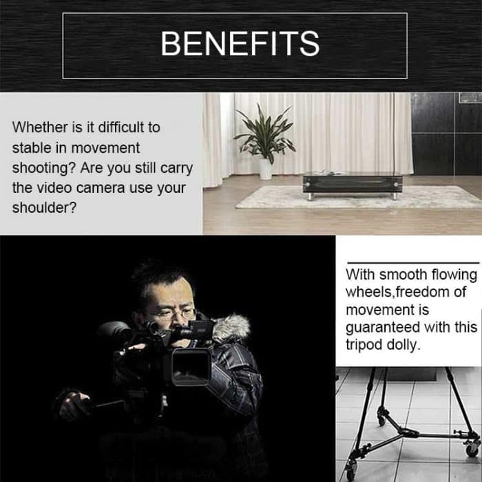 Kingjoy VX-600D Aluminiumlegierung Kamera Big Foot Wheel Stativ Riemenscheibenbasis – Bild 10