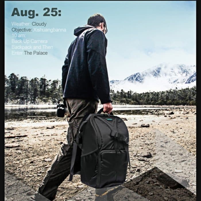 INDEPMAN DL-B016 Tragbare wasserdichte, kratzfeste Outdoor-Sport-Schultertasche, Kameratasche, Handy-Tablet-Tasche für GoPro, SJCAM, Nikon, Canon, Xiaomi Xiaoyi YI, iPad, Apple, Samsung, Huawei, Größe: 25,5 * 19 * 44 cm – Bild 10