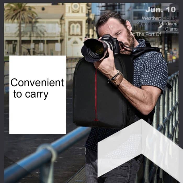 DL-B028 Tragbarer, lässiger, wasserdichter, kratzfester Outdoor-Sportrucksack, SLR-Kameratasche, Handytasche für GoPro, SJCAM, Nikon, Canon, Xiaomi Xiaoyi YI, iPad, Apple, Samsung, Huawei, Größe: 27,5 * 12,5 * 34 cm – Bild 10