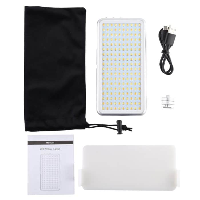 LED011S Pocket 180 LEDs Professionelle Vlogging-Fotografie Video- und Fotostudio-Leuchte mit OLED-Display und Kaltschuhadapterhalterung für Canon / Nikon DSLR-Kameras – Bild 7