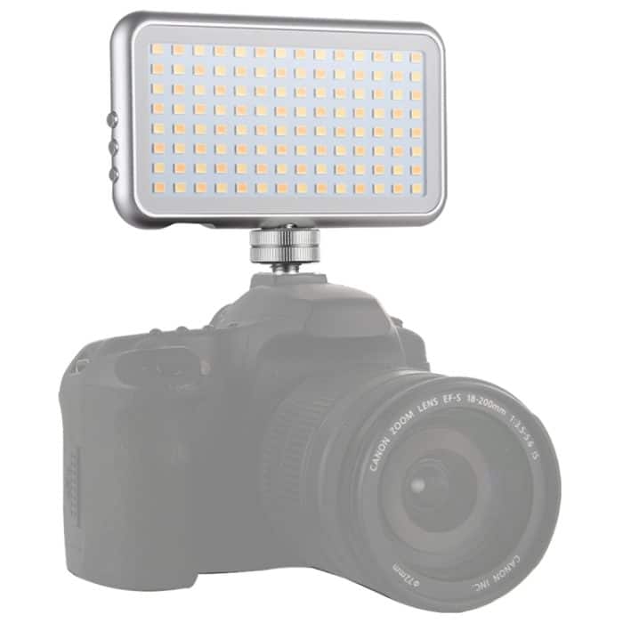LED-013 Pocket 112 LEDs Professionelle Vlogging-Fotografie Video- und Fotostudio-Leuchte mit OLED-Display und Adapterhalterung für kalte Schuhe für Canon / Nikon DSLR-Kameras – Bild 5