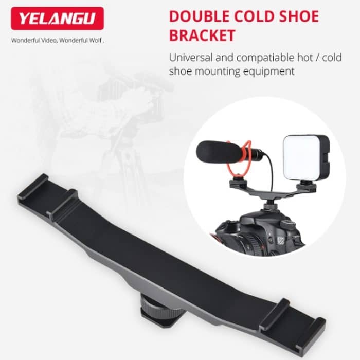 YELANGU YLG0702A Dual Cold Hot Shoe Mount Adapter Aluminiumlegierung Verlängerungshalterung, Dual Cold Hot Bracket – Bild 7