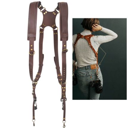 Schnellverschluss-Kameragurt mit zwei Schultergurten aus Leder und Metallhaken für SLR-/DSLR-Kameras, Dual Shoulder(Brown), Dual Shoulder(Black)