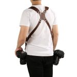 Schnellverschluss-Kameragurt mit zwei Schultergurten aus Leder und Metallhaken für SLR-/DSLR-Kameras, Dual Shoulder(Brown), Dual Shoulder(Black) – Bild 5