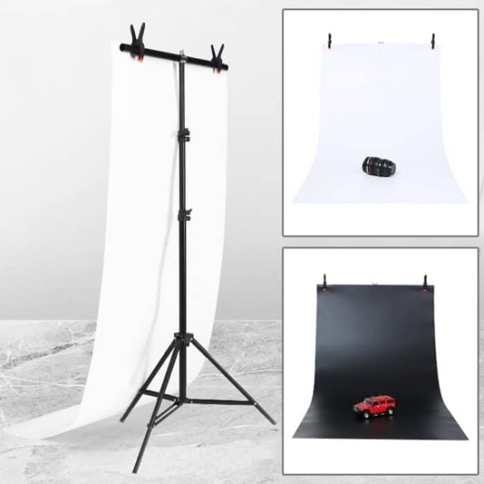 DCA0976.jpg 70x200cm T-Form Photo Studio Hintergrundunterstützung Stand Hintergrund Crossbar Bracket Kit mit 70x140cm Schwarz / Weiß Hintergrund – Bild 1