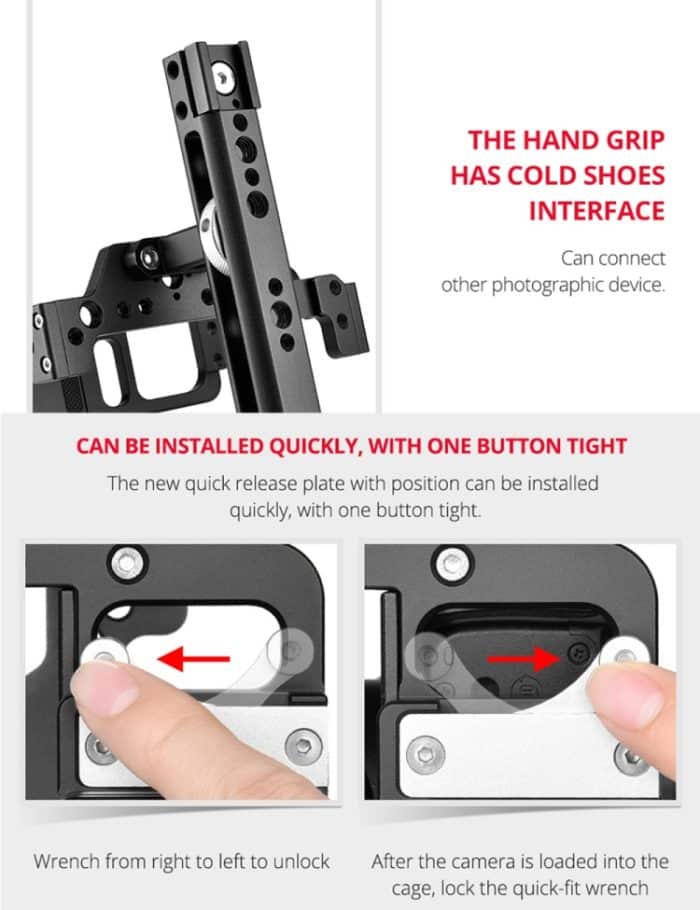 YELANGU C15 YLG0711A Videokamera-Käfigstabilisator mit Griff und Schienenstange für Nikon Z6 / Z7, YLG0711A – Bild 13