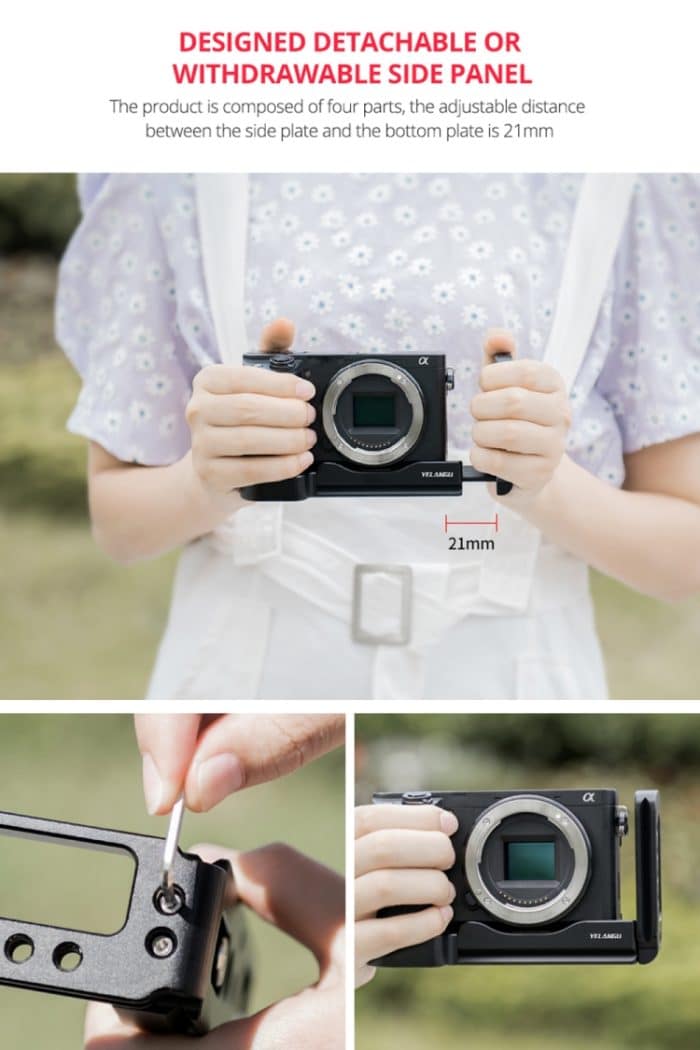 YELANGU YLG0715A 1/4 Zoll Vertical Shoot Schnellwechsel-L-Plattenhalterung Basishalter für Sony A6300 / A6000 / A6100 / A6400 / A6500, For Sony A6300 – Bild 7