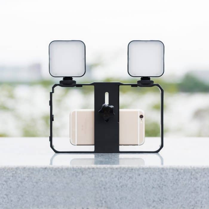 YELANGU PC201 YLG1801A Vlogging Live-Übertragung LED Selfie Light Smartphone Video Rig Griff Stabilisator Kunststoffhalterung Kits – Bild 6