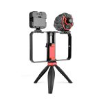 YELANGU PC204 YLG1801D Vlogging Live-Übertragung LED Selfie Light Smartphone Video Rig Griff Stabilisator Halterung Kits mit Mikrofon und Stativ – Bild 3