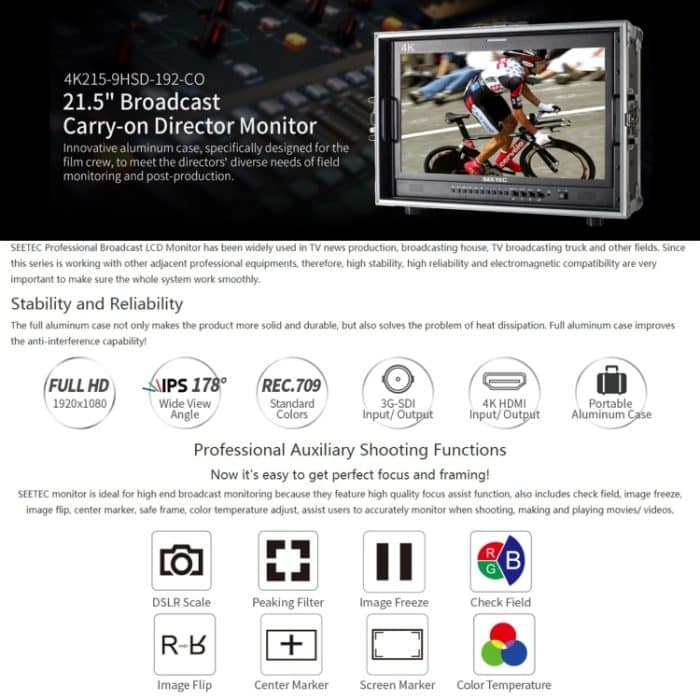 SEETEC 4K215-9HSD-CO 1920 x 1080 21,5 Zoll SDI / HDMI-Full-HD-Director-Box-Kamera-Feldmonitor – Bild 6