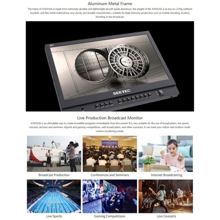 SEETEC ATEM156 1920x1080 15,6-Zoll-IPS-Bildschirm HDMI 4K HD-Live-Broadcast-Kamera-Feldmonitor, unterstützt Split mit vier Bildschirmen – Bild 15