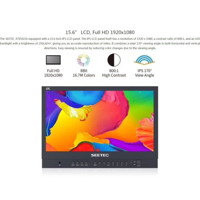 SEETEC ATEM156 1920x1080 15,6-Zoll-IPS-Bildschirm HDMI 4K HD-Live-Broadcast-Kamera-Feldmonitor, unterstützt Split mit vier Bildschirmen – Bild 6