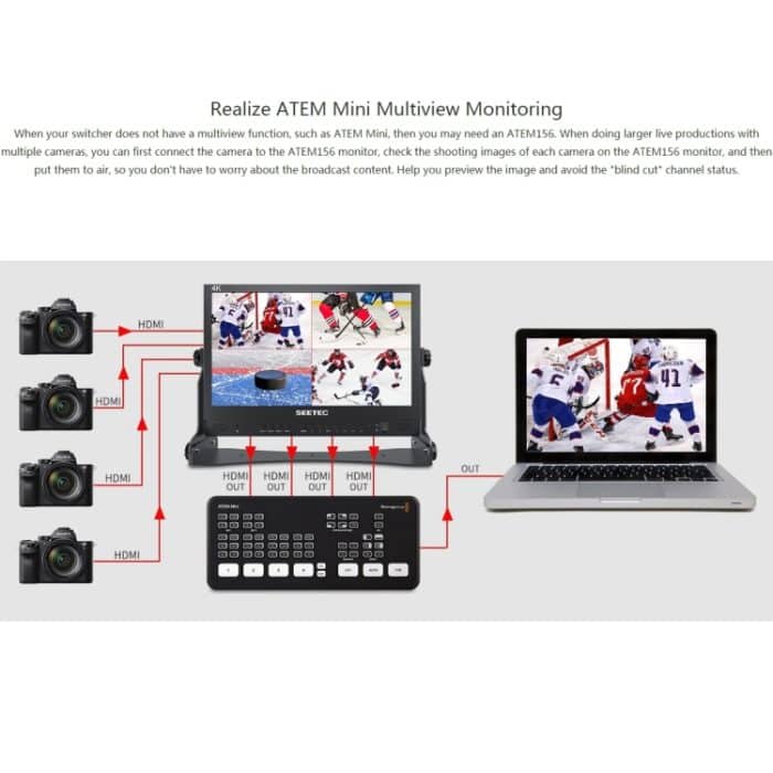 SEETEC ATEM156 1920x1080 15,6-Zoll-IPS-Bildschirm HDMI 4K HD-Live-Broadcast-Kamera-Feldmonitor, unterstützt Split mit vier Bildschirmen – Bild 10