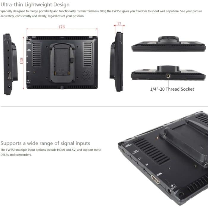 FEELWORLD FW759 1280x800 7-Zoll-IPS-Bildschirm Ultradünner HD-Kamera-Feldmonitor – Bild 7