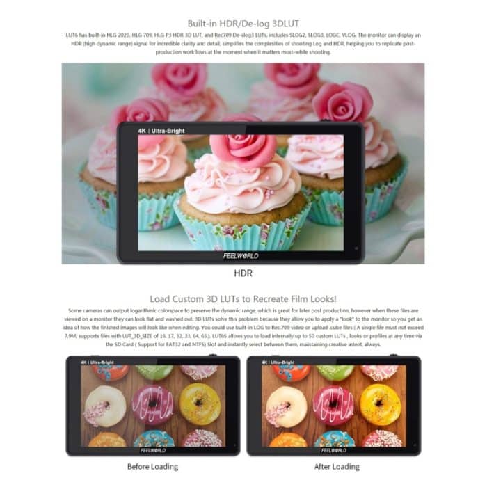FEELWORLD LUT6 1920x1080 2600 Nits 6 Zoll IPS-Bildschirm HDMI 4K Touch Control Kamera Feldmonitor – Bild 11