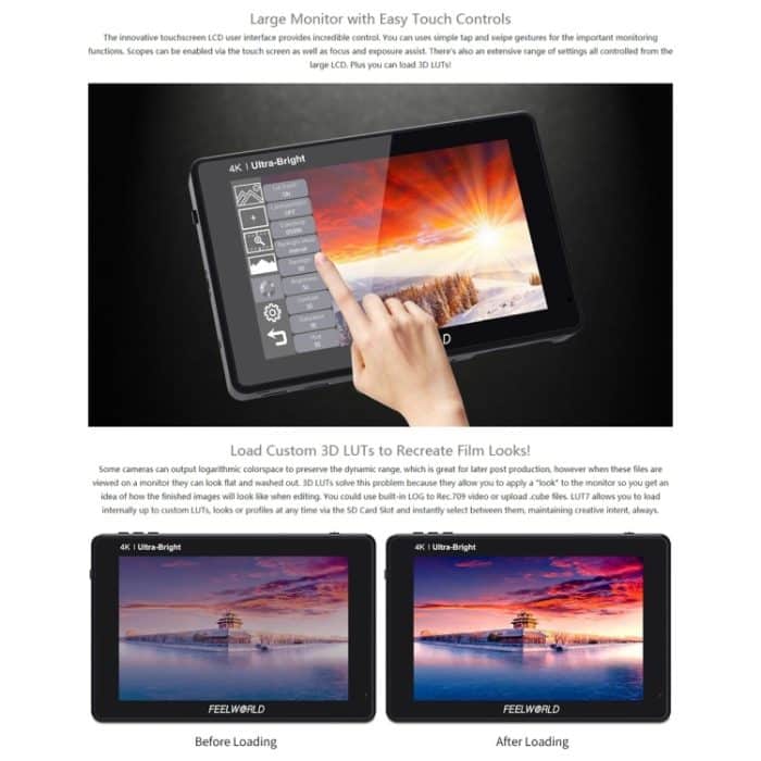 FEELWORLD LUT7 1920x1200 2200 Nits 7-Zoll-IPS-Bildschirm HDMI 4K-Touchscreen-Kamera Feldmonitor – Bild 10