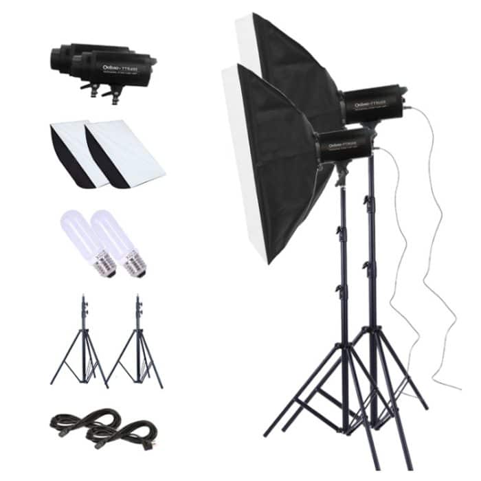 DCA1152.jpg TRIOPO Oubao TTR400W 60x90cm Studio Softbox + Stativhalterung + 2x E27 150W Glühbirne Fotografie Beleuchtung Schlepptau Set – Bild 1