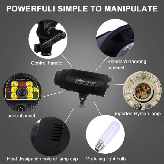 TRIOPO Oubao TTR400W 60x90cm Studio Softbox + Stativhalterung + 2x E27 150W Glühbirne Fotografie Beleuchtung Schlepptau Set – Bild 8