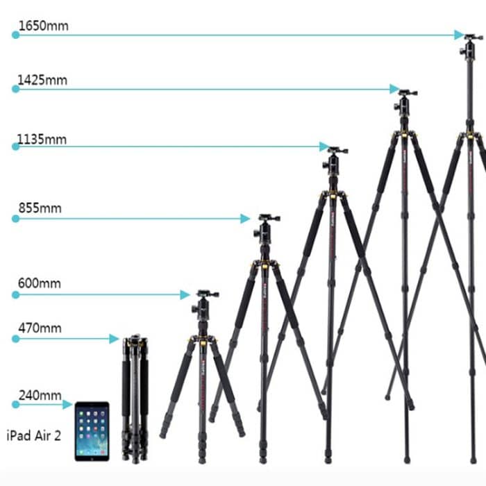 TRIOPO 853 Verstellbares tragbares Kohlefaser-Stativ mit D2-A-Kugelkopf für Spiegelreflexkamera – Bild 3