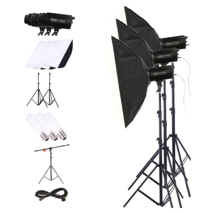 TRIOPO Oubao TTR300W 60x90cm Studio Softbox + 2,8 m Stativhalterung + 3 x Glühlampenfotografie Beleuchtung Dreiteiliges Set – Bild 1