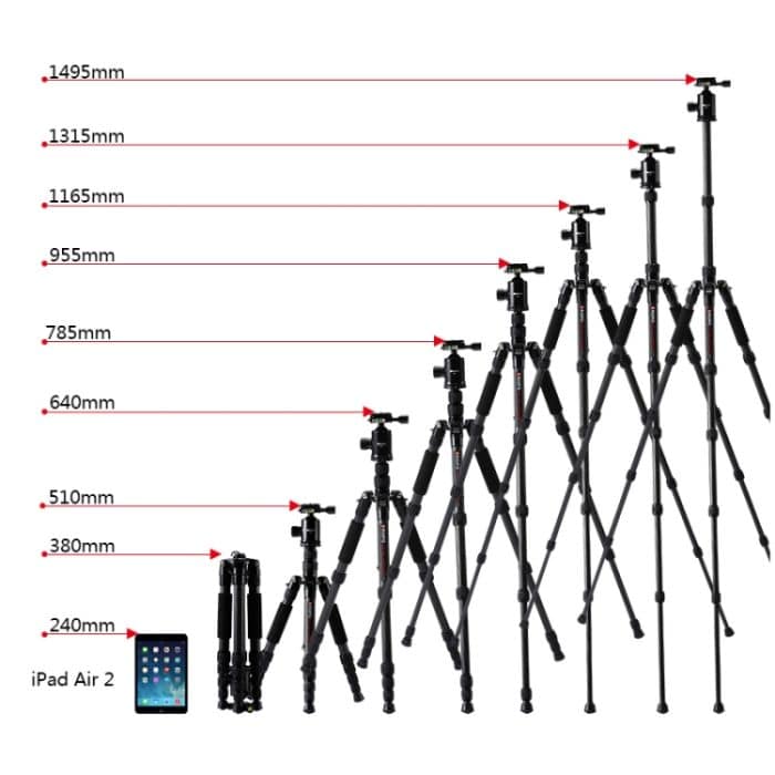 TRIOPO T259G + Q2 Verstellbares tragbares Kohlefaser-Stativ mit Q-2-Kugelkopf für Spiegelreflexkamera – Bild 3
