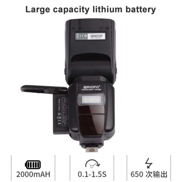 Blitzt, Triopo TR-666 2000mAh 2.4G Wireless Dual TTL-Modus Flash Speedlite für Canon / Nikon DSLR-Kameras – Bild 4