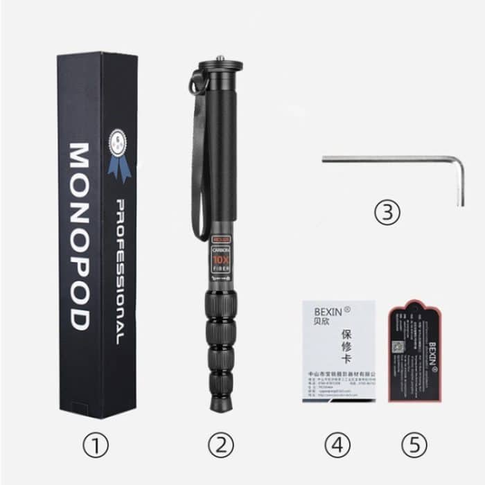 BEXIN MAS325 Tragbarer Reise-Außen-DSLR-Kamera-Einbeinstativhalter aus Aluminiumlegierung, MAS325 – Bild 9