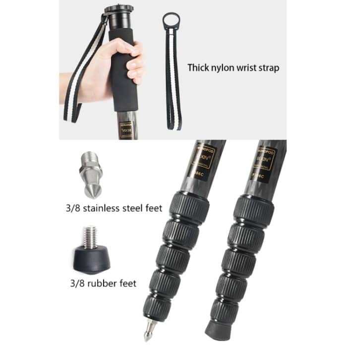 BEXIN P306C Tragbarer Reise-Außen-DSLR-Kamera-Einbeinstativhalter aus Kohlefaser, P306C – Bild 8